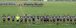 Respect: The two teams and fans observed a minute’s silence before the game for Picton identity Margaret Emmett, who passed away.