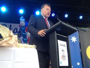 Craig Kelly speaking at Australia Day celebrations. 