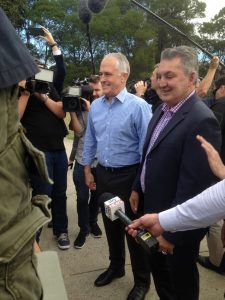 Russell Matheson with the Prime Minister Malcolm Turnbull during campaigning for the July 2 federal election.