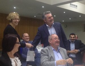 Russell Matheson enoying a laugh at the Ingleburn chamber of commerce.