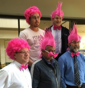 In the pink: staff members of the Campbelltown Council finance department.