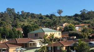 Homes on the west side of the railway in Campbelltown.