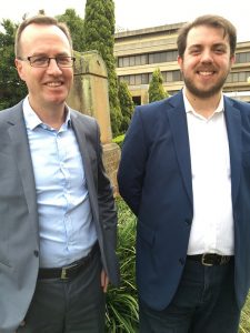 Greens local government spokesperson David Shoebridge, left, with Campbelltown Greens councillor Ben Moroney