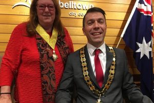 deputy Meg Oates with the mayor, George Brticevic on the night they were elected.