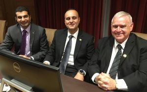 the very gracious George Greiss, left, with his Liberal Party colleagues on Campbelltown Council, Ralph George and Ted Rowell.