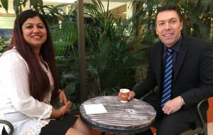 Mayor of Campbelltown, Cr George Brticevic and Alkalizer Café coordinator Shefali Pall.