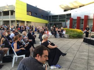 The winners were announced at a ceremony held outside the arts centre.