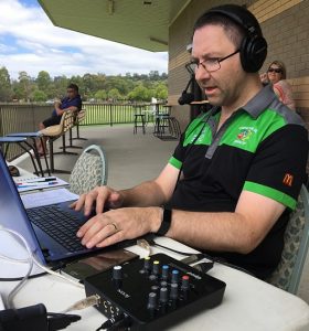 Mike Shean calling the Ghosts versus Mosman cricket clash from Raby Sports Complex.