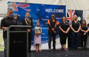 This year's Australia Day awards presentation by the mayor, George Brticevic.