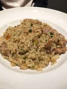  risotto with Italian sausage and porcini mushrooms.