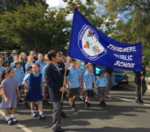 Wollondilly students taking part in Anzac Day march at Thirlmere this year.