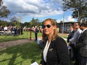 Judy Hannan at an Anzac Day ceremony in Thirlmere.