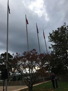 The flags - Aboriginal, Filipino, Australian and NSW - are up