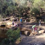Macarthur home school children and their parents out and about in the "classroom'': Ingleburn weir.