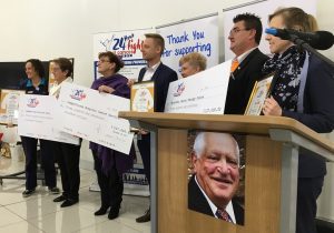 24 Hour Fight Against Cancer chairman Warren Morrison, second from right, at the official launch of the 2018 fundraising campaign with Campbelltown Hospital representatives.