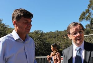 Angus Taylor (left) with Wollondilly Shire Council general manager Luke Johnson. 