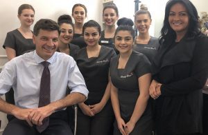 Hume MP Angus Taylor at booming Narellan business Beauty Base