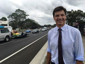 Hume MP Angus Taylor on the wider, faster moving Narellan Road.