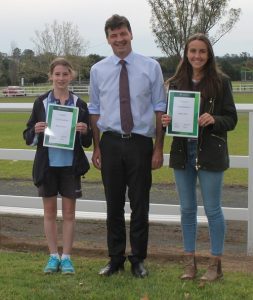 Federal Member for Hume Angus Taylor with Bethany Jenkins (Narellan Vale) and Matilda Offord (Cobbitty) 