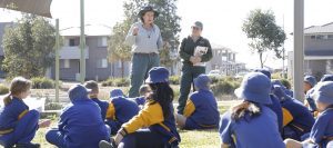 Bardia Public students listen to a talk by officers of NSW National Parks and Wildlife Services.