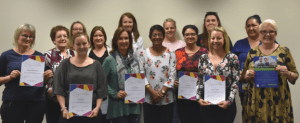Cr Margaret Chivers, right, presented certificates to participants in Women in Business Leadership Development Program.