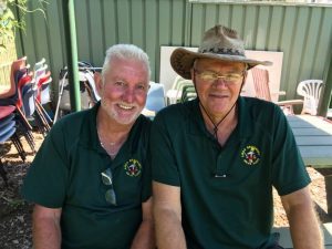 A couple of Airds Bradbury men's shed members during a recent activity,