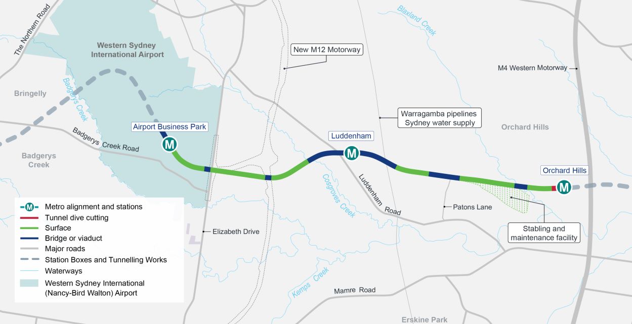 New airport metro line work powering ahead at Luddenham