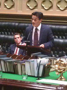 Achievement: The Member for Macquarie Fields delivers his maiden speech in the NSW Parliament earlier this year.
