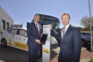 Darren Chester with the chief executive of ANCAP  James Goodwin launching the ANCAP Safety app