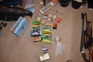 items allegedly seized by police in a raid at a Bargo home yesterday.