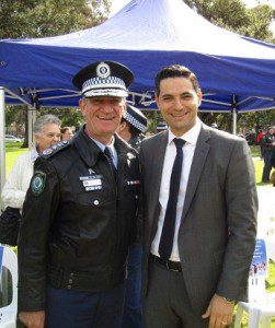 Mayor Ned Mannoun with Police Commissioner Andrew Scipione at Bigge Park.