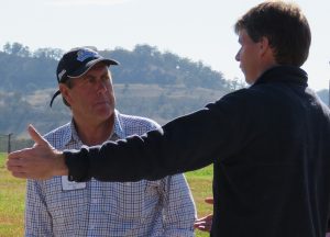 MP Angus Taylor and dairy farmer Tony Biffin,