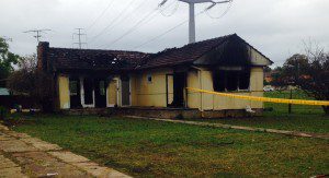 Nobody was home when this house in Ingleburn was gutted by fire overnight