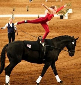 equestrian star Ginger Kennett during competition.