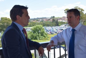MP Greg Warren with NSW Shadow Treasurer Ryan Park discussing the commuter parking issue at Campbelltown Station.