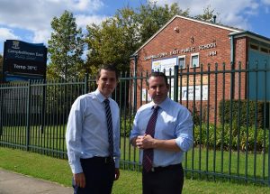 MP Greg Warren with the shadow treasurer Ryan Park at Campbelltown East Public School.