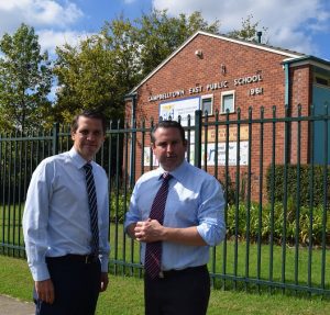 Greg Warren with Shadow Treasurer Ryan Park at Campbelltown East Public School.