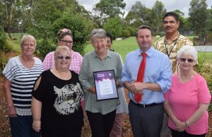 Dawn Kershaw with other members of the Airds Bradbury Community Change Makers craft group. MP Greg Warren selected her as his electorate’s 2017 woman of the year.  