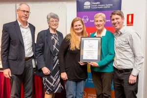 Recognition for job well done: South Western Sydney Local Health District Board Member Nina Berry (second left) presents the 2018 Patients as Partners Quality Award to the team from Camden and Campbelltown hospitals.