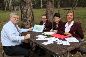 The mayor and the students get to work on ideas for Ingleburn Reserve.