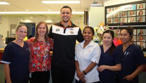 Josh Aloiai during a visit to a local hospital just before Christmas.