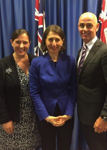 South west Sydney rules: The State Member of Camden, Chris Patterson, is also the government whip in the lower house of State Parliament and now his deputy is another local MP, Melanie Gibbons. They are pictured here with the premier, Gladys Berejiklian.
