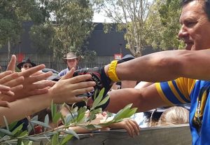 Laurie “Truck’’ Sams, gets a hero’s welcome from locals at Picton-Thirlmere-Bargo RSL Sub branch.