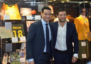 Hall of fame: Anthony Minichiello, right, with the mayor of Liverpool, Ned Mannoun at the opening of the exhibition.