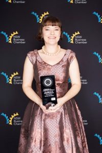 Serena Ryan with her small business award 