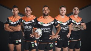 Elijah Taylor, Josh Reynolds, Benji Marshall, Chris Lawrence and Russell Packer will share leadership duties at Wests Tigers this season.
