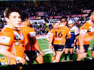 Rock bottom: Tigers players after the match. Pictures courtesy Fox Sports 1