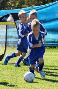 Campbelltown Uniting Church Soccer Club youngsters in action.