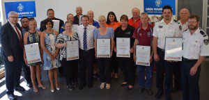 Representatives of the local groups which were successful with MP Greg Warren, centre, and Federal Member for Wwerriwa Laurie Ferguson, left.