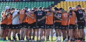 Wests Tigers at training earlier today.